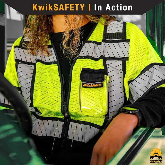 KwikSafety - Charlotte, NC - SPECIALIST Class 3 Safety Vest for Women [REFLECTIVE FISHBONE TAPE] ANSI Tested OSHA Compliant Hi Vis PPE Work Gear/Black 2XL