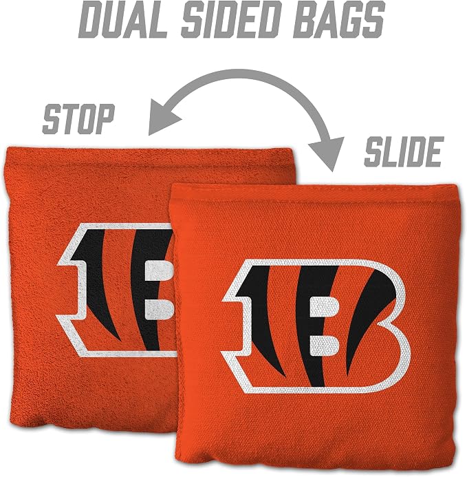 YouTheFan Officially-licensed NFL Set of 8 Cornhole Bags - All Weather Dual Sided Slide & Stop - regulation size