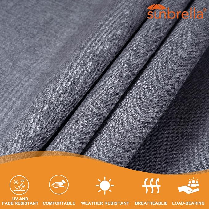 Lazy Daze Hammocks 12 FT Sunbrella Fabric Hammock Non-Fading with Spreader Bars and Free Pillow Fits for 2 Persons, All Weather and Fade Resistant for Patio Yard, 450 lbs Capacity, Cast Slate