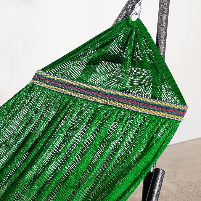 Best Home Fashion Portable Hammock with Collapsible Steel Stand, 450 lbs Capacity, No Tools Assembly, Carrying Bag Included, Perfect for Indoor Outdoor Backyard Patio Camping Beach, Green