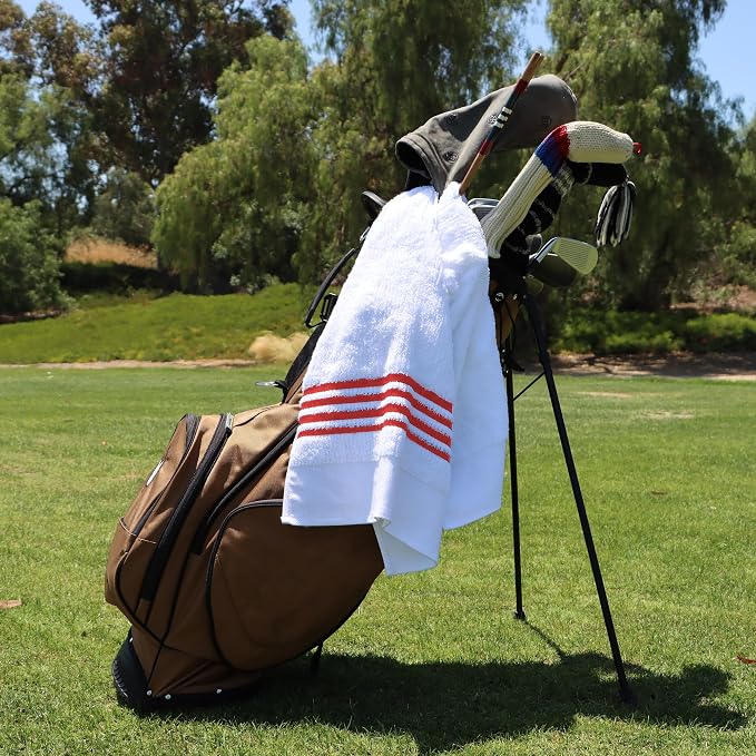 The Tour Towel | Large Golf Caddy Towel Terry Cloth, Absorbent 19" x 44", Center Cut, Perfect Hang Golf Cart Accessory and Golf Bag, Multiple Colors