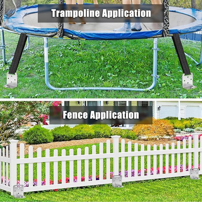 BeneLabel 2/4/6 Pack 18" 24" Ground Anchors Screw in Shed Anchor with L Bracket Trampoline Anchor Spiral Swingset Anchors for Swing Set, Mobile Home, Fence, Playset, Tent, Canopy, Carport