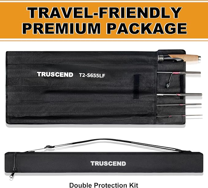 TRUSCEND Craz Easy Control Spinning Fishing Rods, 1-Piece Performance Multi-Piece Travel Rod, High Strength & Sensitive Backbone, Tough Fishing Rod with Toray Carbon, Fuji A Ring & K Guide