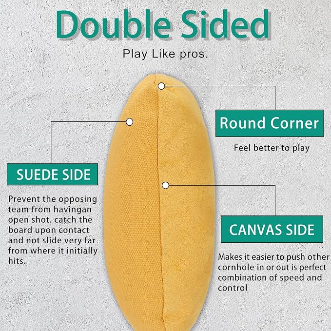 EunHo Regulation Cornhole Bags Set of 8 - Dual Sided Slick and Stick Cornhole Bean Bags for Tossing Game Professional All Weather Pro Corn Hole Bags with Tote Bag