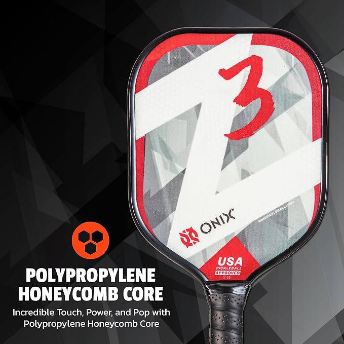 Onix Graphite Z5 Carbon Fiber Pickleball Paddle with Wide-Body Shape, Honeycomb Core & Graphite Face