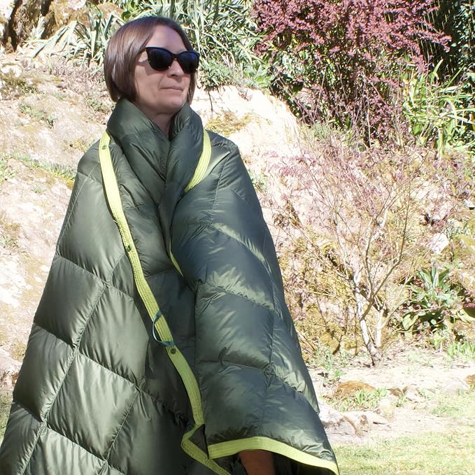 Horizon Hound Down Camping Blanket 650 Fill Power - Ultralight Backpacking Quilt (1lb 6oz) Warm & Water-Resistant 20D Nylon Shell for Outdoors, Camping, Hiking, Travel, & Stadium - Packable