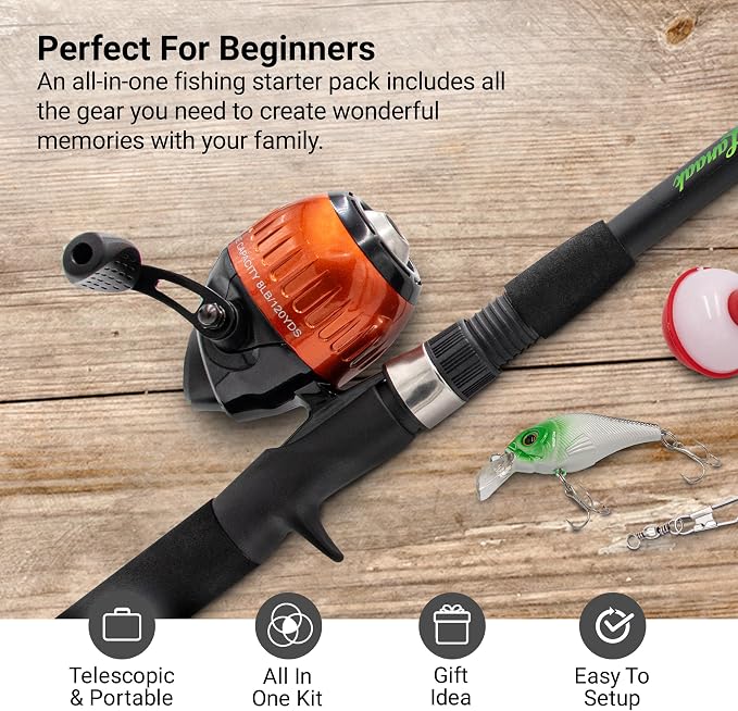 Lanaak Kids - Toddler Fishing Pole & Tackle Box, Beginner Combo kit, for Ages 5-12