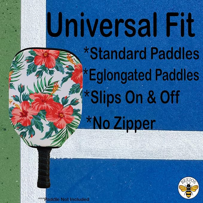BeeJos Hawaiian Collection: Premium Slip-On Pickleball Paddle Cover-Fits Standard Size Paddles-Zipperless (Paddle not Included)