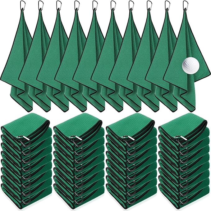 Batiyeer Golf Towels Bulk for Bags 16'' x 24'' Microfiber Waffle Pattern Golf Towels Trifold with Clip for Hiking,Tournament, Yoga