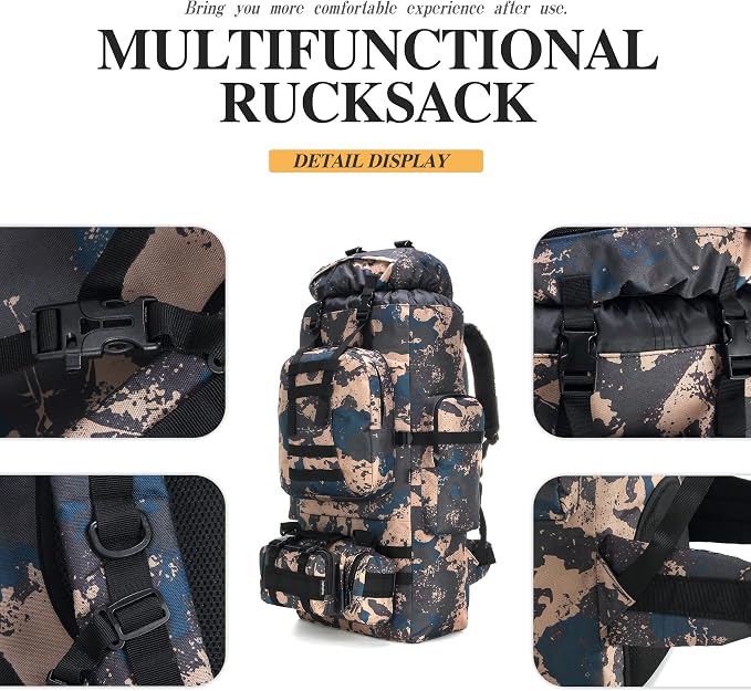 100L Camping Hiking Backpack,Molle military Tactical rucksack backpack,Waterproof Lightweight Hiking Backpack