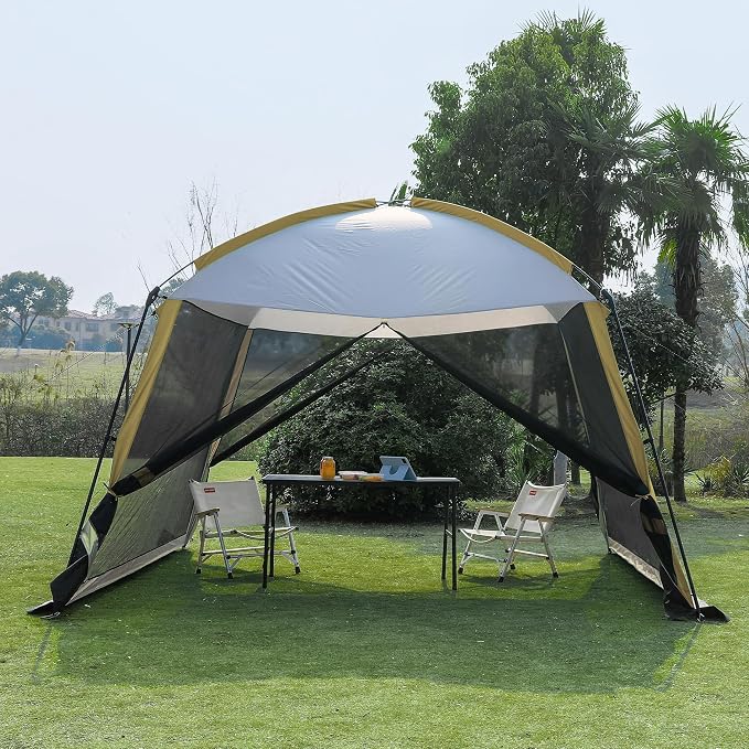 GREGIN Screen House Room 11x11 Ft Mesh Net Tent Canopy Shelter Gazebo, Easy Setup & Waterproof & Sunshade, Suitable for Camping Trip, Backyard, Beach, Picnic