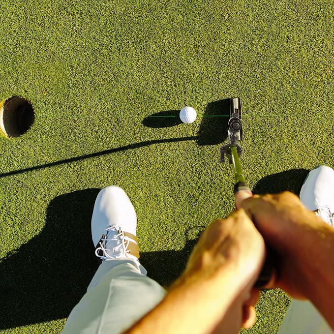 FINGER TEN Golf Laser Training Aid Target Alignment Tool for Indoor & Outdoor, Green Line Clear Visibility Putting Path Device with Two Models, Lightweight Swing Plane Corrector for Men Women (Black)