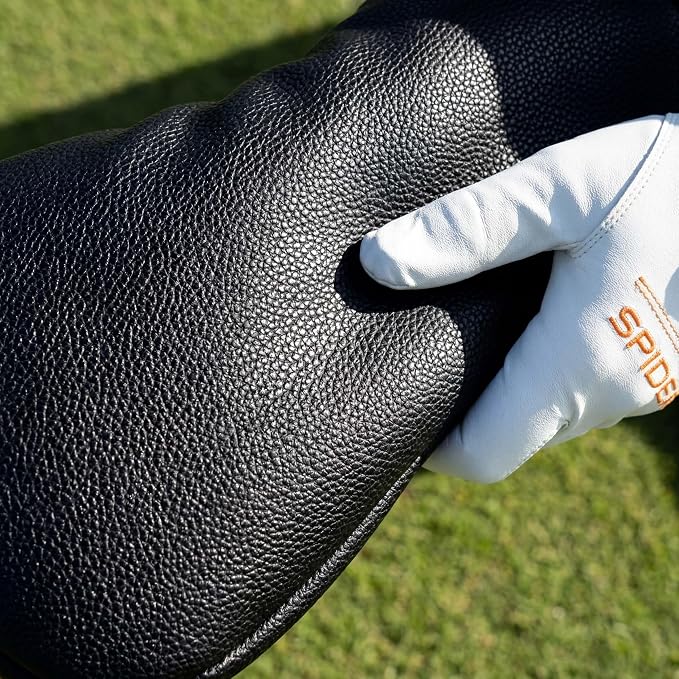 Vesperlux Spider Golf Headcovers Driver Wood Hybrid Iron | Waterproof Leather, Magnetic Putter Cover, Anti-Slip Fit, Full Protection, Durable, Fits Alignment Stick, Men's Golf Gift