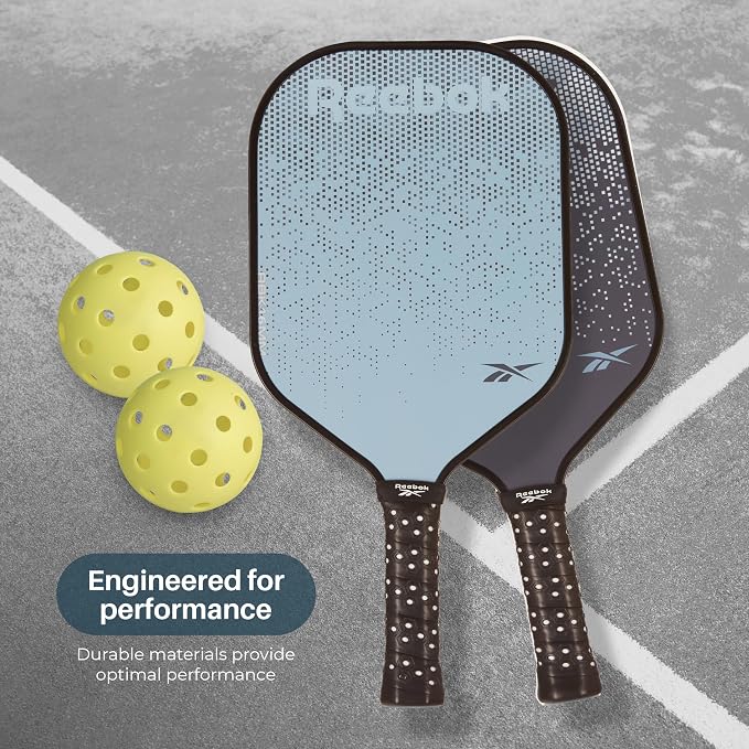 Reebok - Pickleball Set for 2 Players, Includes 2 Paddles with Cushion Grip and 2 Light-Up Balls, Perfect for Night Play, Durable, Engineered for Sports Enthusiasts