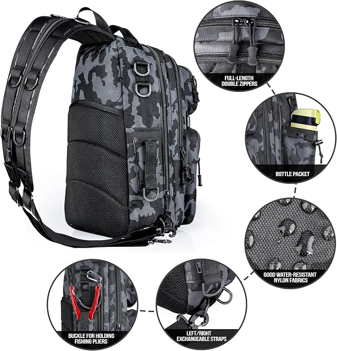 PLUSINNO V9 Vertical Fishing Rod Holders, 2 Packs Wall Mounted Fishing Pole Holders, with Fishing Backpack Tackle Bag