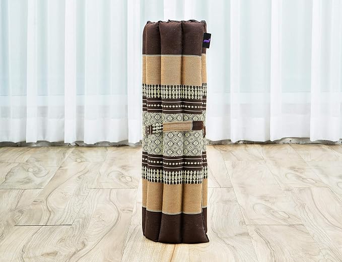 Leewadee Meditation Cushion Set – 1 Small Zafu Yoga Pillow and 1 Small Roll-Up Zabuton Mat Filled with Kapok