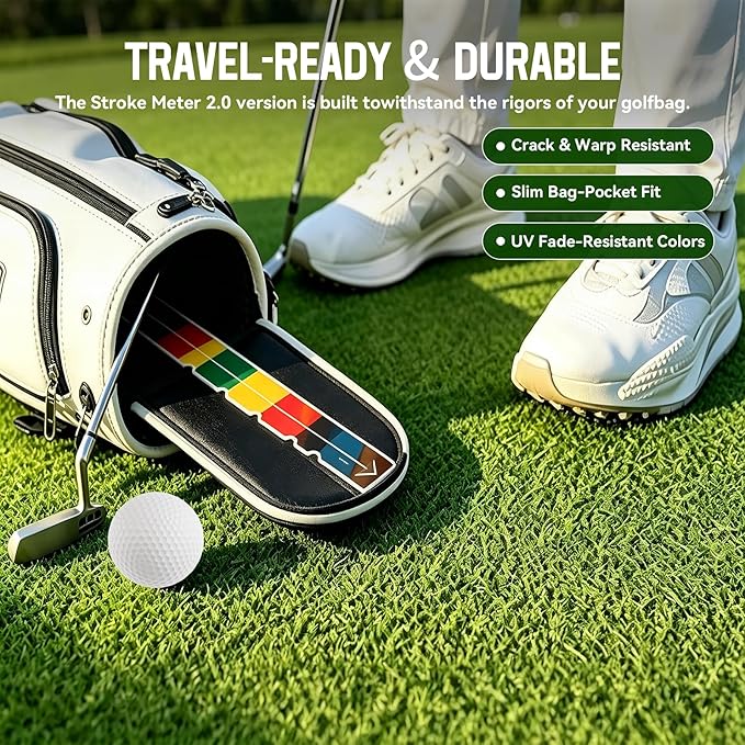 2PCS Golf Putting Aid Stroke Meter 2.0, Improve Stroke Length, Speed & Distance Control, Professional Alignment Aid for Indoor & Outdoor Practice