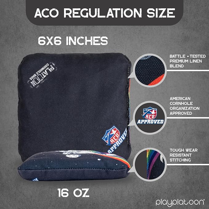 Play Platoon Cornhole Bags Set of 8 Regulation Professional Corn Hole Bean Bags ACO Approved, Competition Weight, Slick and Stick