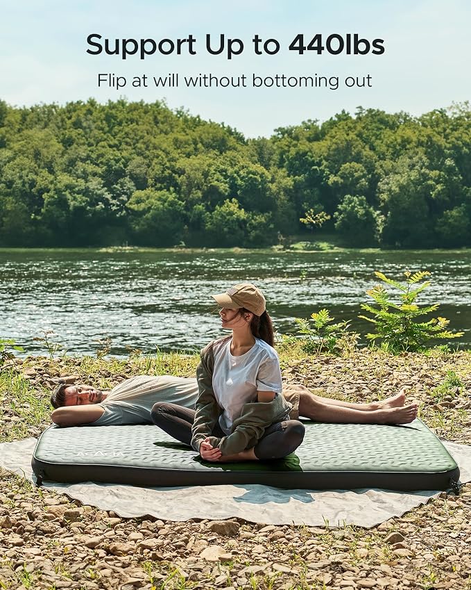 Acacia 4" Thick Self Inflating Sleeping Pad with Foam, Innovative Y-Shaped Telescopic Structure, Ultraportable Camping Air Mattress with Pump Sack, Easy Roll Up Sleep Bed for Travel Tent Car