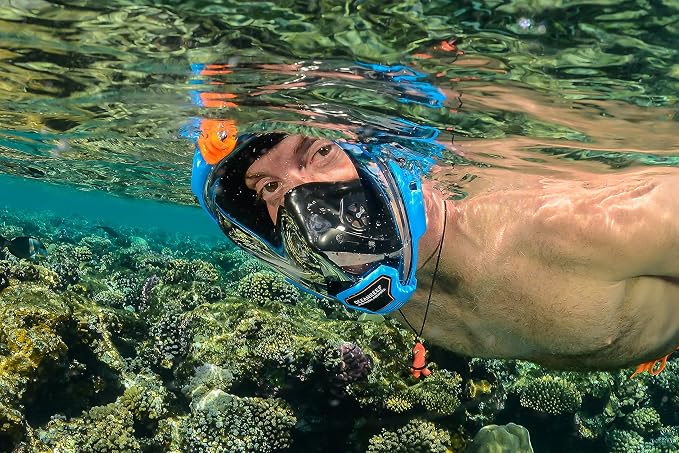 OCEAN REEF - Aria QR + Quick Release Snorkeling Mask - Full Face Snorkeling Mask - 180 Degree Underwater Vision - 8 Colours and 4 Sizes