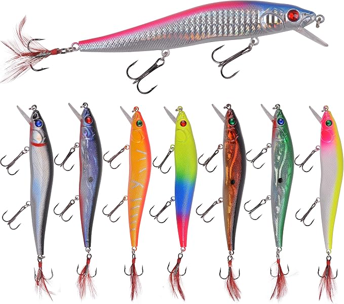 Fishing Lures Kit Crankbait Minnow Hard Bait Set Deep Diving Jerkbait Swimbait Popper Pencil Walleye Lures Artificial Fishing Bait for Bass Trout Redfish Saltwater Freshwater Fishing Lure