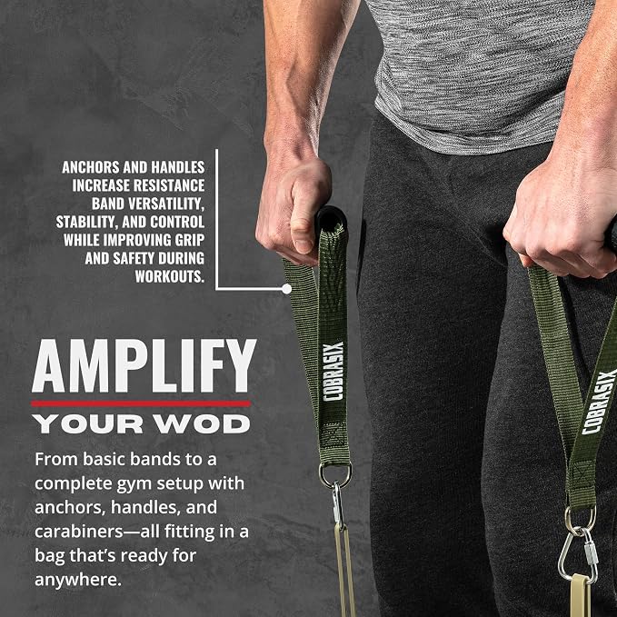 COBRASIX Long Resistance Bands for Working Out | Set of 6 Exercise Bands for Full-Body Training | Pull Up Bands for Home Gym with Handles, Door Anchor and Bar Options | for Men & Women