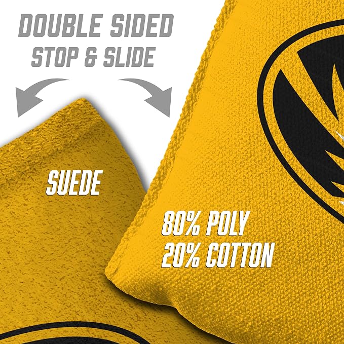YouTheFan Officially-Licensed NCAA Set of 8 Cornhole Bags - All Weather Dual Sided Slide & Stop - Regulation Size with Carry case