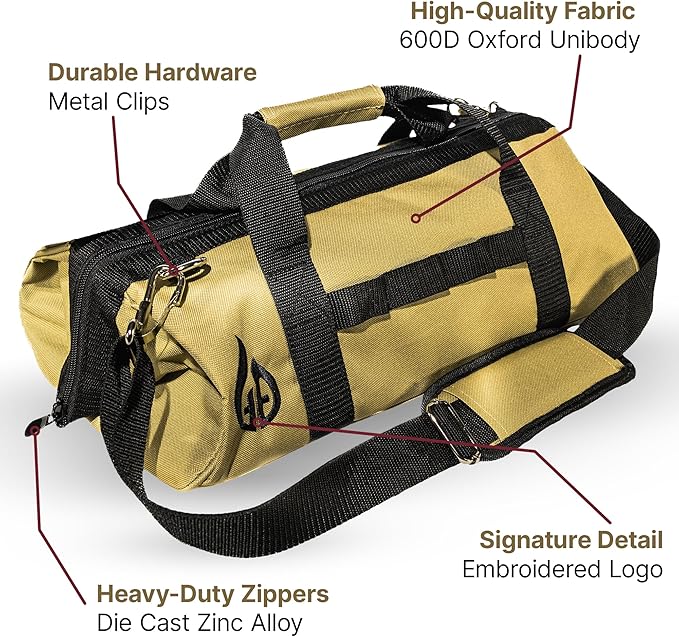 Grill Tool Bag 18 Inch with Adjustable Divider - Premium BBQ Accessory Storage Case for Blackstone Griddle Tools, Heavy-Duty Wipe Clean Canvas, Tailgating, Trunk, Camping Organizer - Gifts for Men