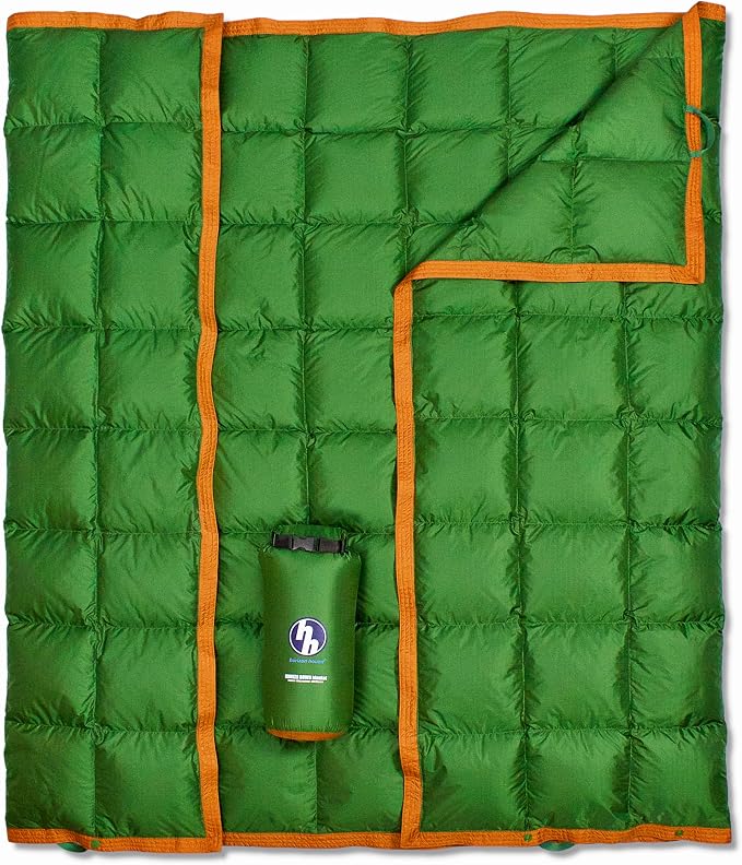 Horizon Hound Down Camping Blanket 650 Fill Power - Ultralight Backpacking Quilt (1lb 6oz) Warm & Water-Resistant 20D Nylon Shell for Outdoors, Camping, Hiking, Travel, & Stadium - Packable