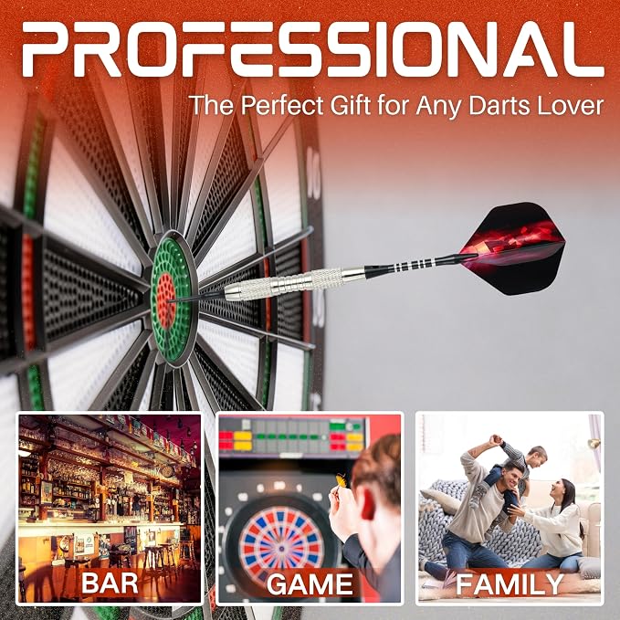 Soft Tip Darts Set with Gift Box Dart Case Professional Darts Plastic Tip with 100 Dart Tips 12 Shafts 24 Flights Tool Kit Flight Protectors for Electronic Dart Board