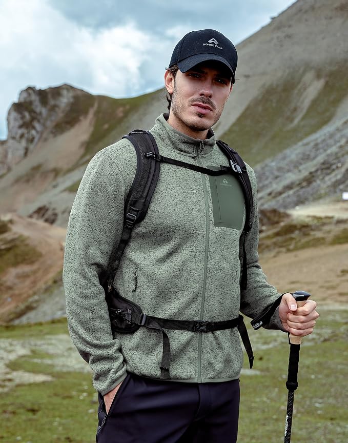 Pioneer Camp Men's Fleece Jackets Full Zip Lightweight Winter Warm with Zipper Pockets Athletic Camping Outwear Coat