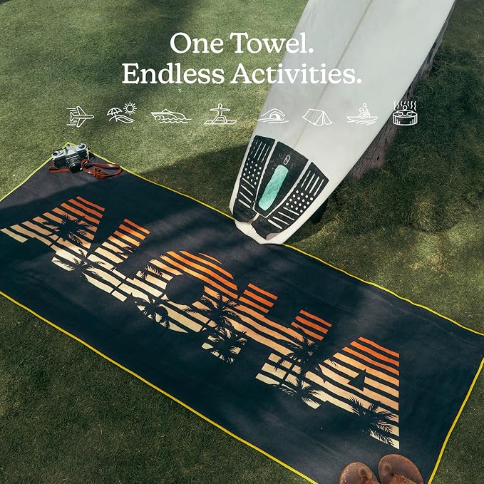 Nomadix Original Towel - Perfect for Beach, Pool, Travel, Camping, Yoga - Made with Recycled Materials - Super Absorbent - Sand Resistant - Aloha Sunset - 72.5x30