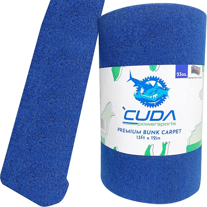 Cuda Powersports Boat Trailer Bunk Carpet - 12in Wide x 13Ft Blue Marine Carpeting for Boats, Boat Trailer Bunks, Boat Bunk Carpet Bunk (Blue (NO Staples), 12in x 13Ft)