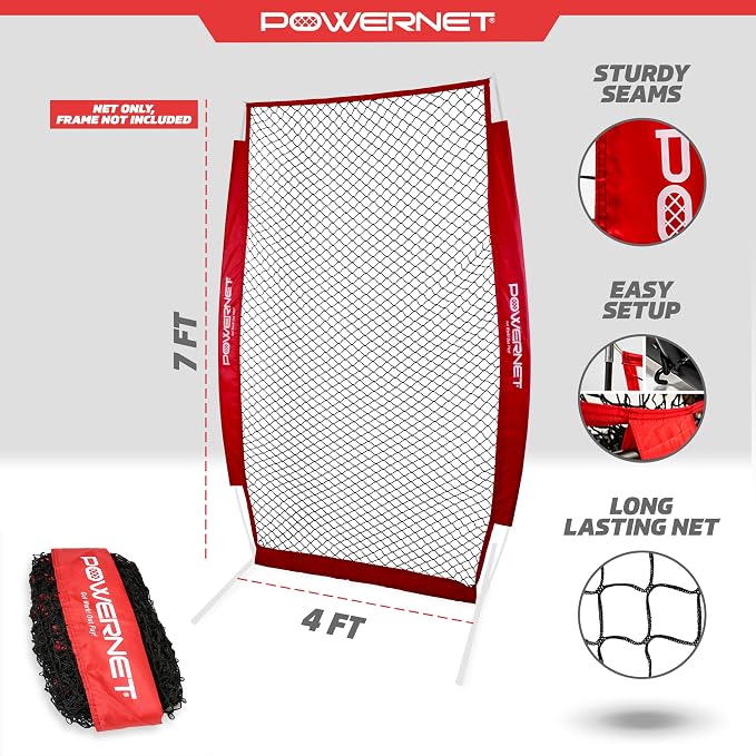 PowerNet Baseball Training Equipment Baseball Net, Portable Softball Batting Practice Pitching Screen, 7-FT I-Screen or A-Frame Pitching Net