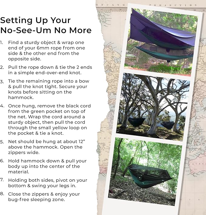 Hammock with Mosquito Net - Fully Reversible Bug Free Hammock Tent, Extra Large Sleeping Space, Bug Proof Netting & Suspension - Change the Way You Camp with Hammock Bliss Quality - No-See-Um No More