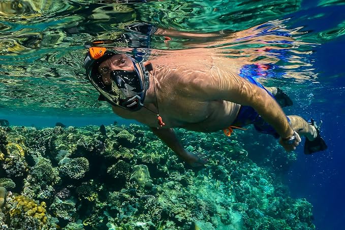 OCEAN REEF - Aria QR + Quick Release Snorkeling Mask - Full Face Snorkeling Mask - 180 Degree Underwater Vision - 8 Colours and 4 Sizes