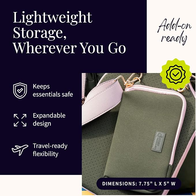 Posh Pickler Clip-On Expandable Neoprene Pouch with Zipper, Weather-Resistant Design, Secure Storage for Keys, Card, Compatible with Crossbody Paddle Cover & Strap, pickleball gifts 7.7" L x 5" W