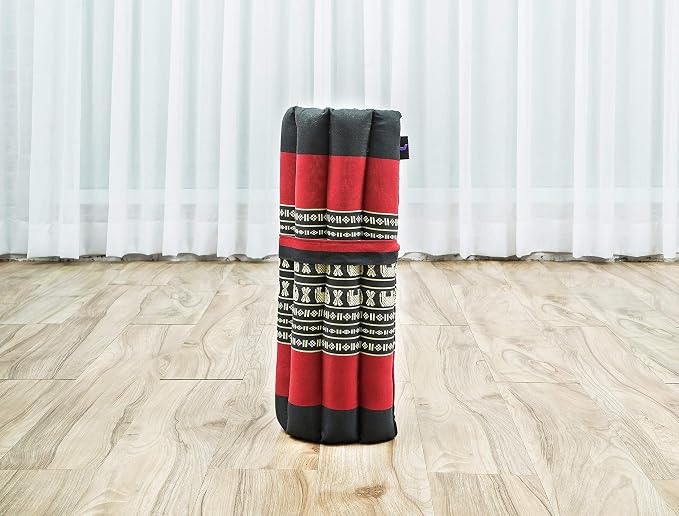 Leewadee Meditation Cushion Set – 1 Small Zafu Yoga Pillow and 1 Small Roll-Up Zabuton Mat Filled with Kapok