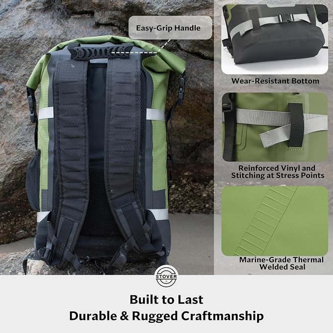 STOVER 5/10/25/30/40/55L Waterproof Dry Bag- Roll-Top Backpack w/Phone Case- Kayaking, Hiking, Camping, Boating- Men/Women
