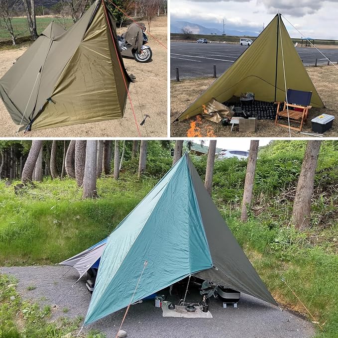 TRIWONDER Camping Tarp Cover Waterproof Rain Fly Tent Ground Cloth Footprint Hammock Shelter for Outdoor Hiking Picnic Beach (Brown+Accessories)