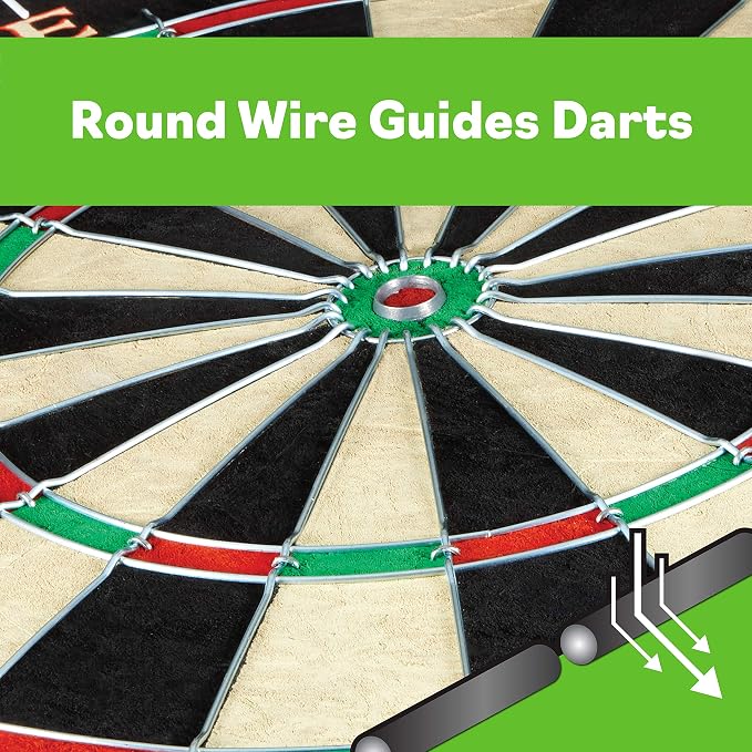 Viper League Regulation Bristle Steel Tip Dartboard Set with Staple-Free Bullseye, Galvanized Metal Thin Radial Spider Wire; High-Grade Compressed Sisal Board with Rotating Number Ring Extending Life