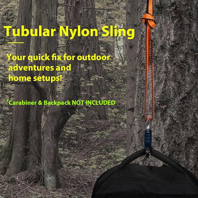 18MM Nylon Climbing Sling Runner - 23KN CE2008/EN566 Certified Outdoor Climbing Webbing for Rock Climbing, Rappelling, Mountaineering, Swing Gear, Outdoor Adventures & Emergency Anchoring