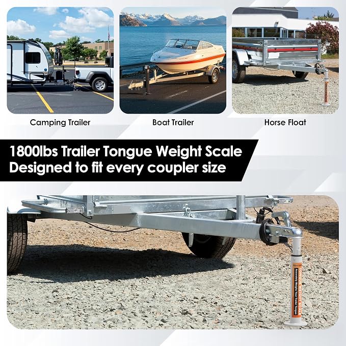 YOMILINK Tongue Weight Scale, Upgrade 1800 lbs Capacity, for RV Trailer, Boat, Travel Trailers, Silver