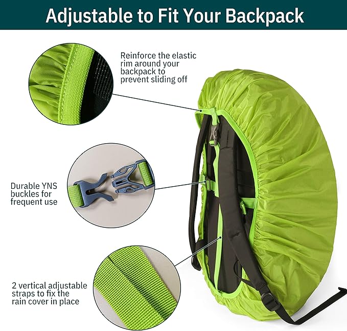 Unigear Backpack Rain Cover Waterproof Rating 5000mm Ultraportable and Durable with 2 Anti-Slip Buckle Strap, Integrated Carry Pouch Design (Green, Small)