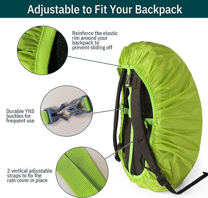 Unigear Backpack Rain Cover Waterproof Rating 5000mm Ultraportable and Durable with 2 Anti-Slip Buckle Strap, Integrated Carry Pouch Design (Green, X-Large)