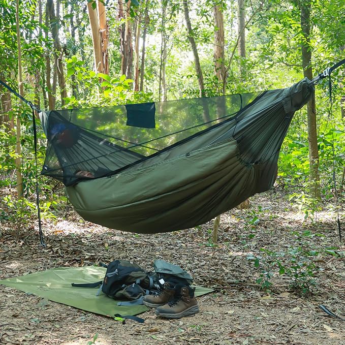 NomadNest 11ft Camping Hammock with Hammock Underquilt, Detachable Full-Open Mesh, Lightweight Portable Hammocks for Camping Hiking Backpacking