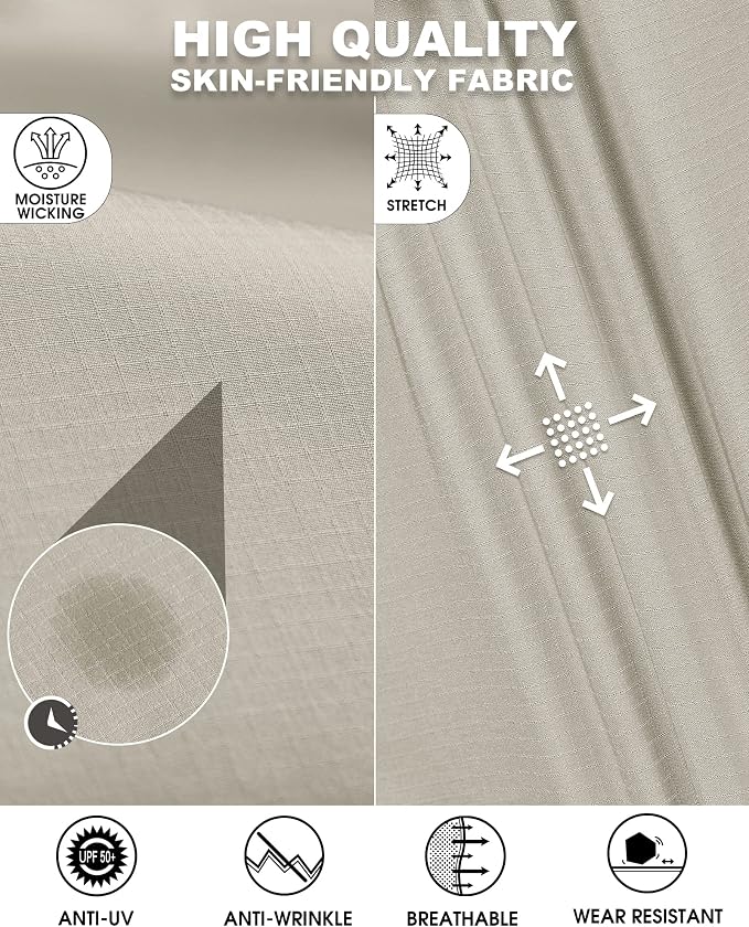 33,000ft Men's Long Sleeve Hiking Shirts Lightweight Quick Dry Sun Protection UV UPF 50 Fishing Shirt Outdoor Safari Travel