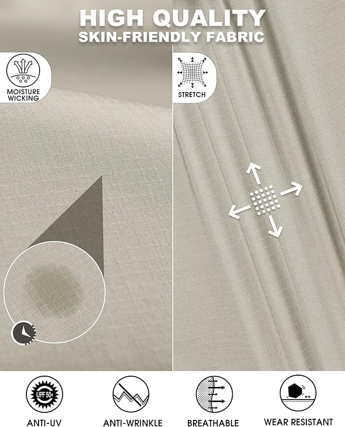 33,000ft Men's Long Sleeve Hiking Shirts Lightweight Quick Dry Sun Protection UV UPF 50 Fishing Shirt Outdoor Safari Travel