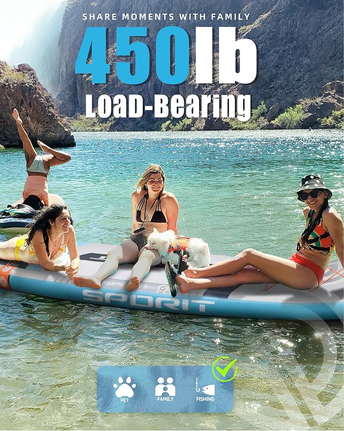 11'6×35" Super Wide Inflatable Stand Up Paddle Board, Ultra Stable SUP Board for Adults, 450lb Capacity with Shoulder Strap, 100L Backpack, Removable US Fin, Floating Paddle, Safety Leash