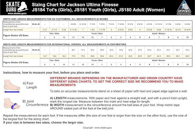 Jackson Ultima Finesse JS180 / JS181 / JS184 Figure Ice Skates for Women and Girls Bundle with Guardog Skate Guards Improved, JUST LAUNCHED 2023